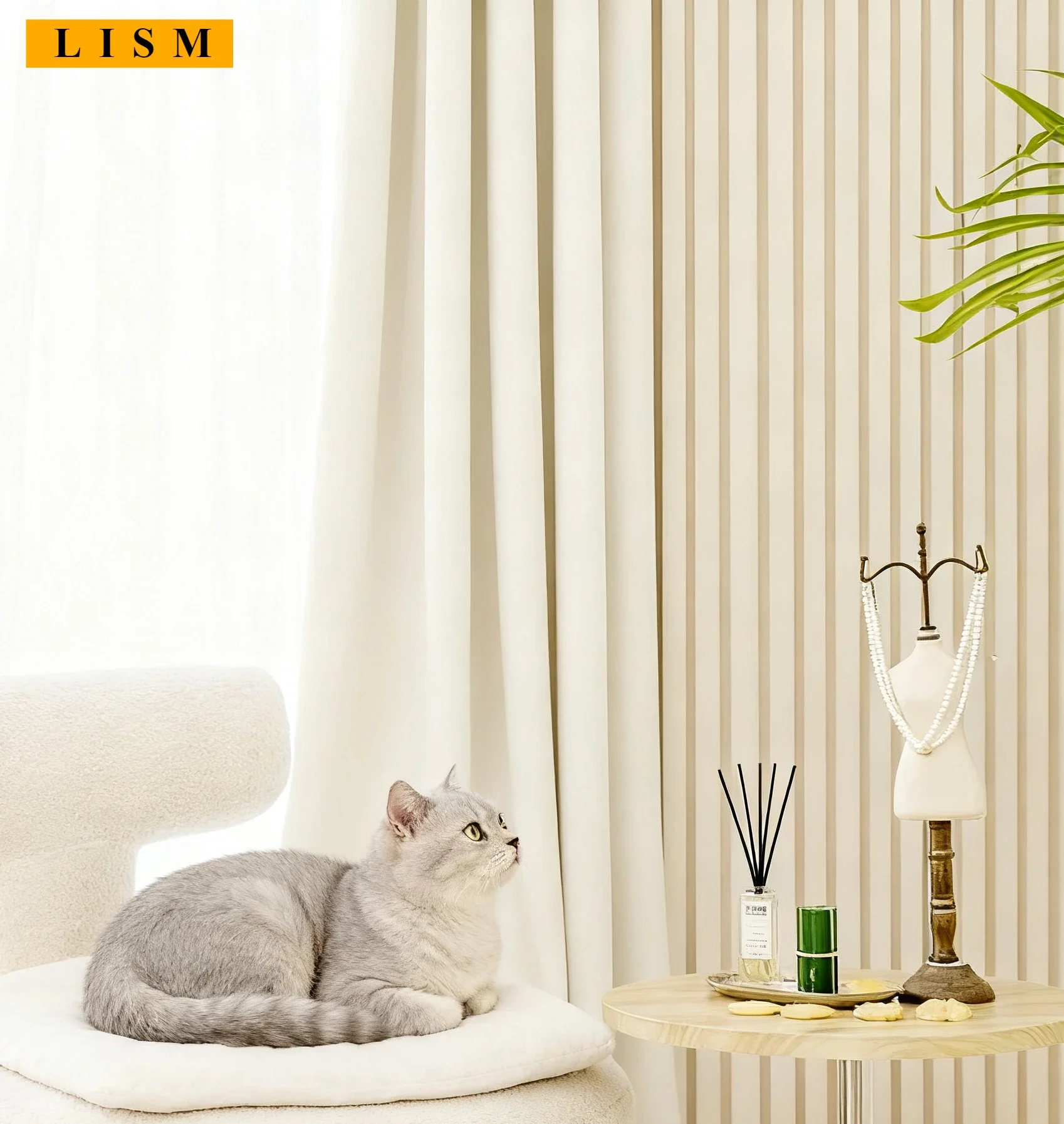 French Chenille Cream White Velvet Curtain Modern Simple Blackout Curtains for Living Dining Room Bedroom Tulle Customization