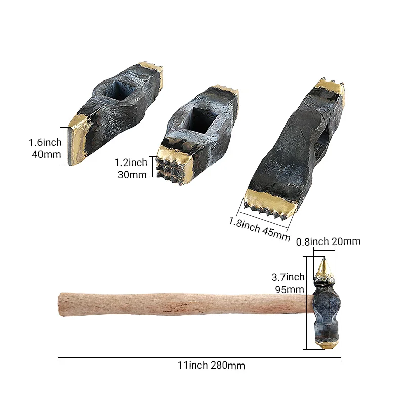Imagem -02 - Martelo de Cinzelamento de Liga Artesanal Granito Pedra de Concreto Reparo Superfície de Lichia Superfície de Cânhamo Machado Dividido Cabeça Dupla Martelo de Flor