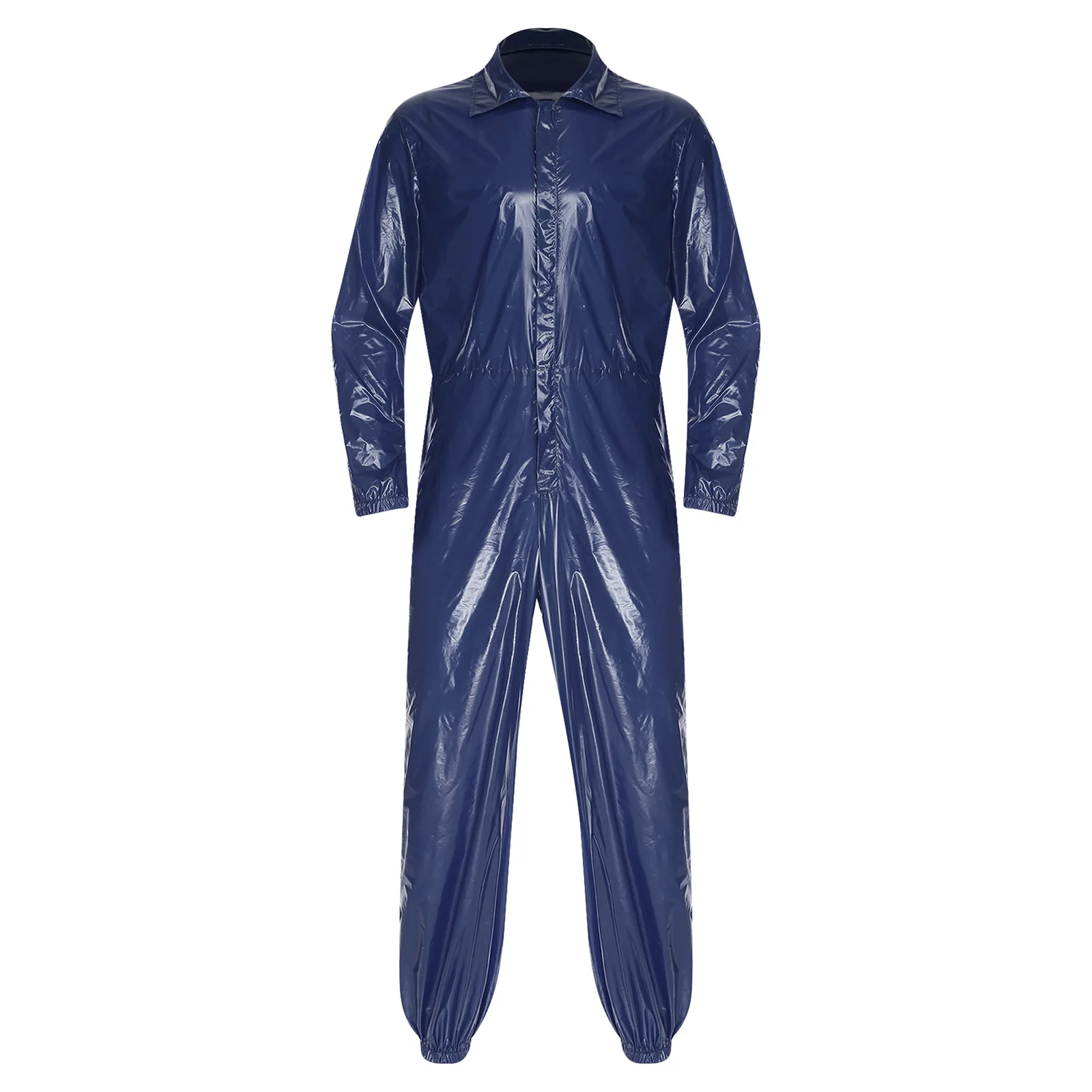 Männer Schutz Overall Glänzend Wasserdicht Overalls Fabrik Werkstatt Arbeits Bodys Langarm Taille Gummibänder Overall