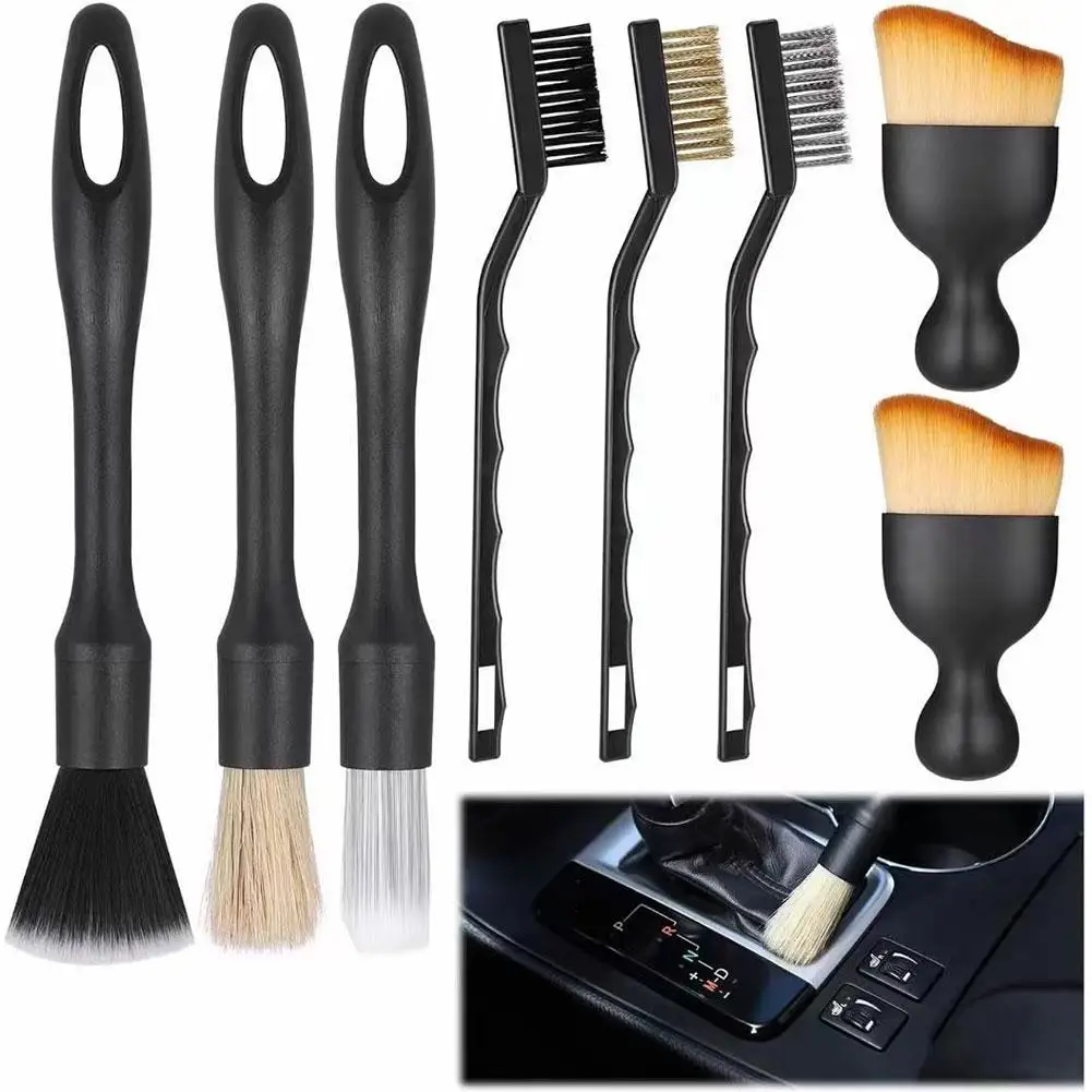 

8PCS/set Car Detailing Brush Set Super Soft Auto Interior Detail Brush With Synthetic Bristles Car Dash Duster Brush Accessories