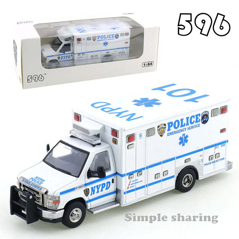 596 1:64 Ford NYPD Krankenwagen-Modell Simulation 2013 Explorer Automodell Sammlerstück Ausstellungsstück – Detail 1