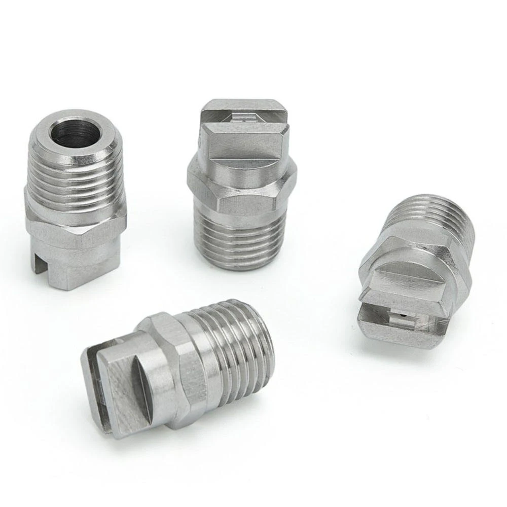 Huajue OEM/ODM Edelstahl-Flachstrahldüse 3/4 Zoll BSPT Außengewinde HVV-Serie 95 Grad Sprühwinkel für Reinigung/Staubentfernung