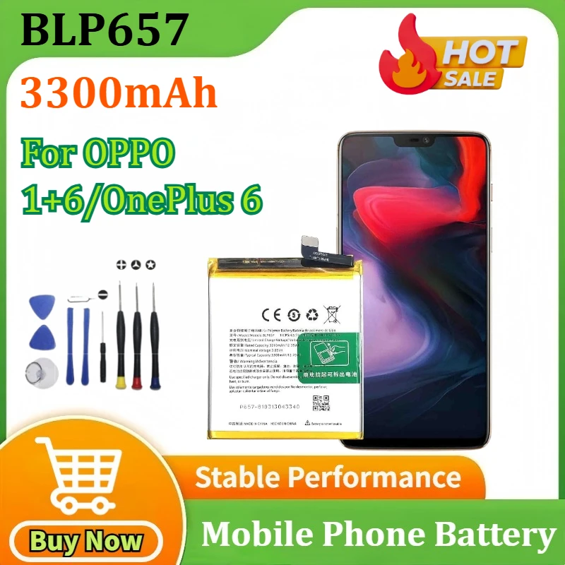 

Upgraded BLP657 3300mAh Replacement Mobile Phone Battery for OPPO 1+6/OnePlus 6 A6001 Genuine Latest Production Phone Batteries