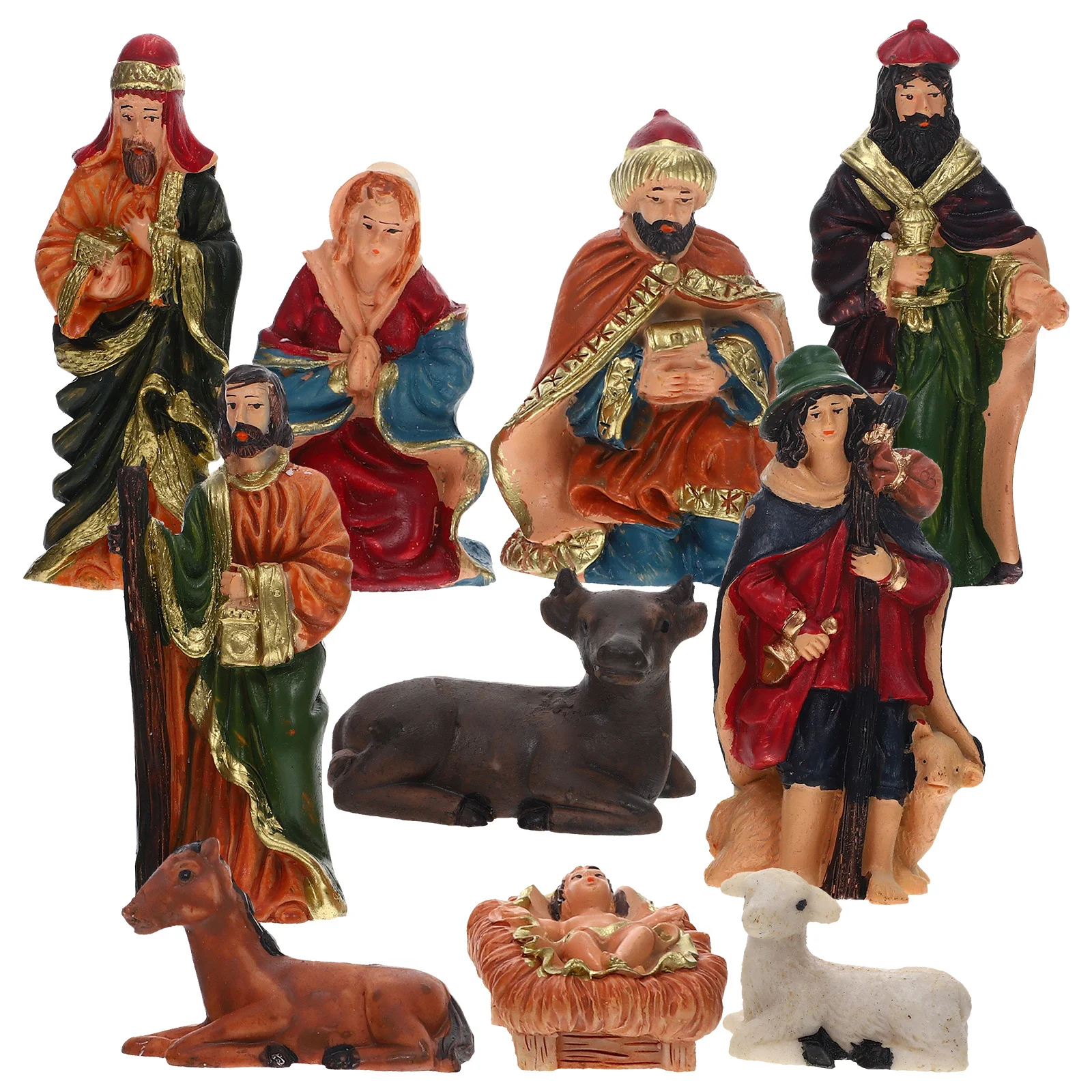 

1 Set Resin Nativity Scene Figurines Jesus Birth Ornament Desktop Decor For Home Church Tabletop Display Nativity Set Jesus
