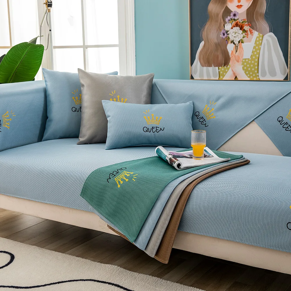Summer Ice Silk Sofa Cover Universal Non-slip Sofa Mat Cool Feeling Mat Cushion Sofa Towel Couch Slipcover for Living Room Decor