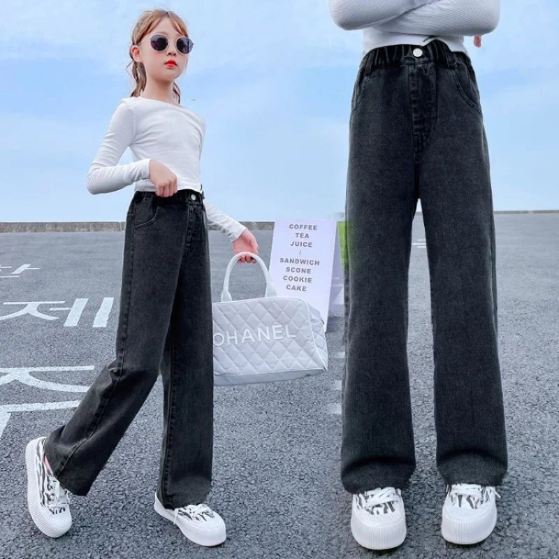 Loose Straight Leg Pants For Girls in Spring/Autumn/Winter. Big Kids Clothing Girls' Winter Pants/Bestselling Blue Classic Women