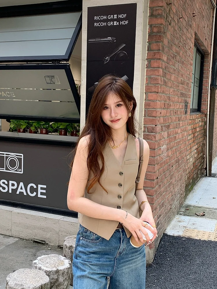 

DANCC Faionable Commute V-Ne Suit Vest Women's Svel Top Simple Design 2024 New Arrival Polyester Fiber