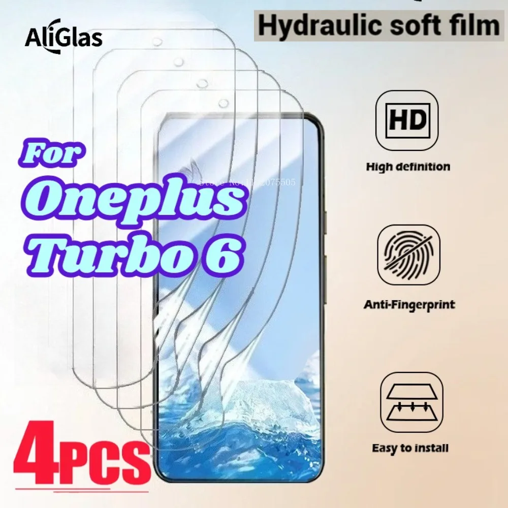 

4 шт. для Oneplus Turbo 6 HD, прозрачная мягкая гидрогелевая пленка, глянцевая защитная пленка для экрана, подходит для Oneplus Turbo 6, ударопрочная