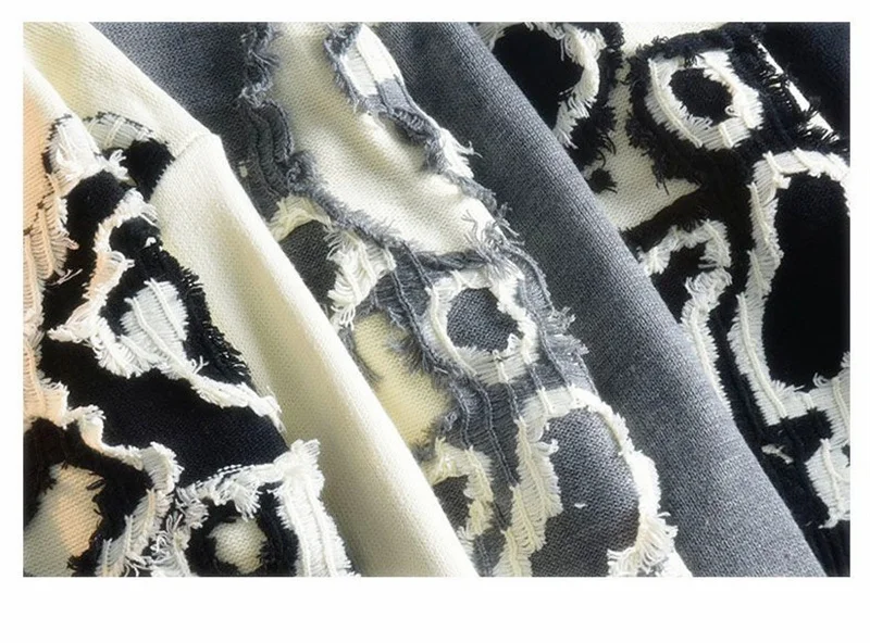 Y2K الأمريكية فضفاض Vintage البلوزات السوداء تقسم الخريف الشتاء أنيق المتوترة هول تريكو الرجال سترة س الرقبة بلوفر مغزول #5