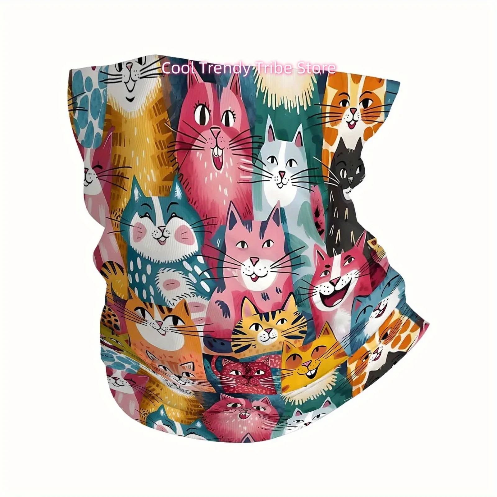 Colorful, Cats Print Scarf, Multi Functional Mask and Neck Mask, Suitable for Outdoor and Unisex Headscarves, Family Gatherings,
