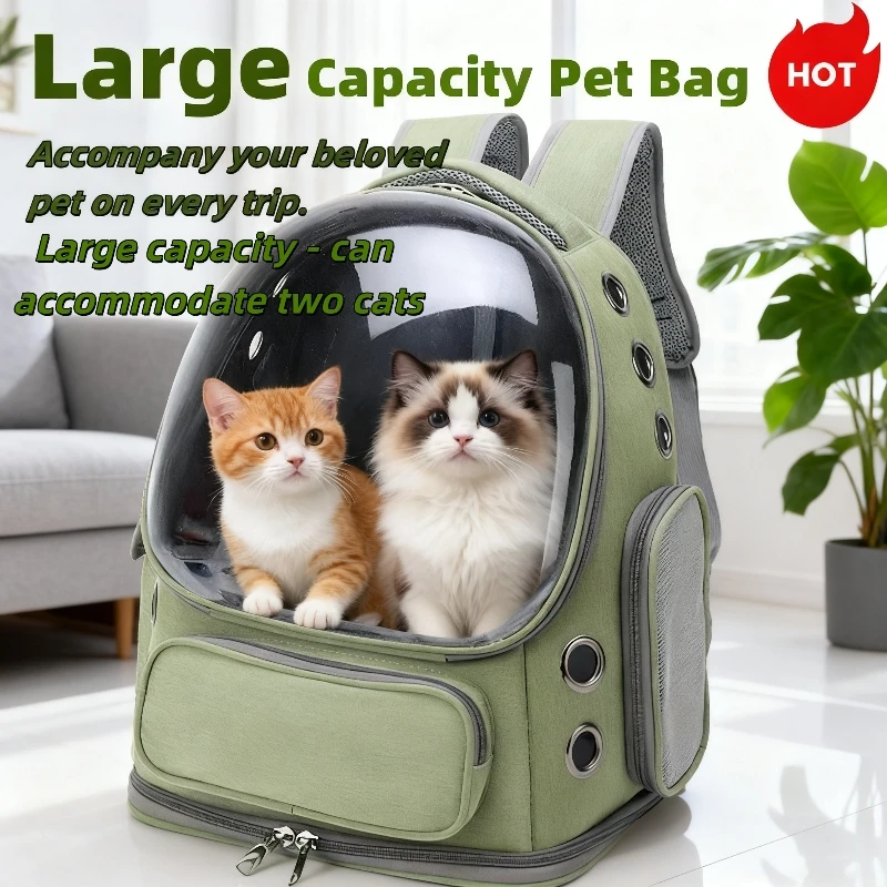 Mochila transportadora transparente para mascotas, accesorios ideales para gatos, bolso de hombro para mascotas al aire libre, suministros transpirables para mascotas con amplia ventilación