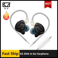 KZ ZNA In Ear Earphones 12MM Dual-magnetic&Cavity Dynamic   Headphones HiFi Bass Monitor Earbuds Sport Headset