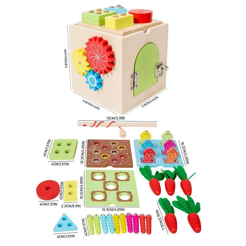 Wood Kids Activity Cube Developmental Toddler Educational Learning Boy Toys Birthday Gift For Toddlers 36 Months And Older