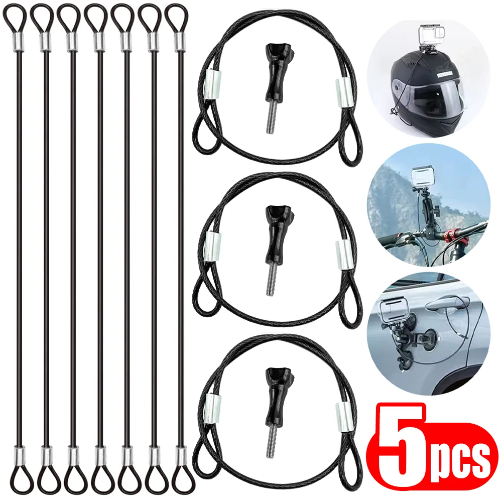 1-5Set Stainless Steel Safety Rope Lanyard for GoPro Hero 13 12 11 Anti-lost Hand Wristband Hanging Ropes for DJI Insta360 X5