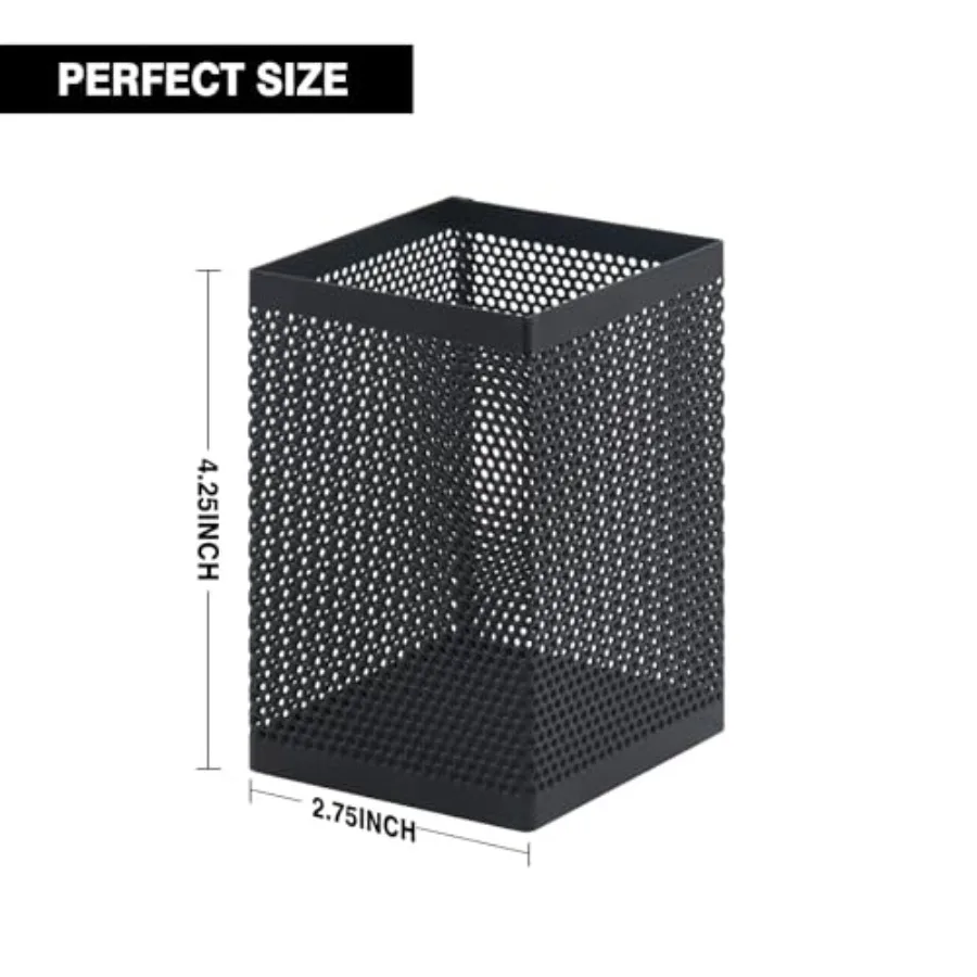 Mesh Pen Holder Desk, Wire Pencil Holder with Foam Pad and Non-Slip Bottom Office Supplies Desk Organizer for Home Office Schoo