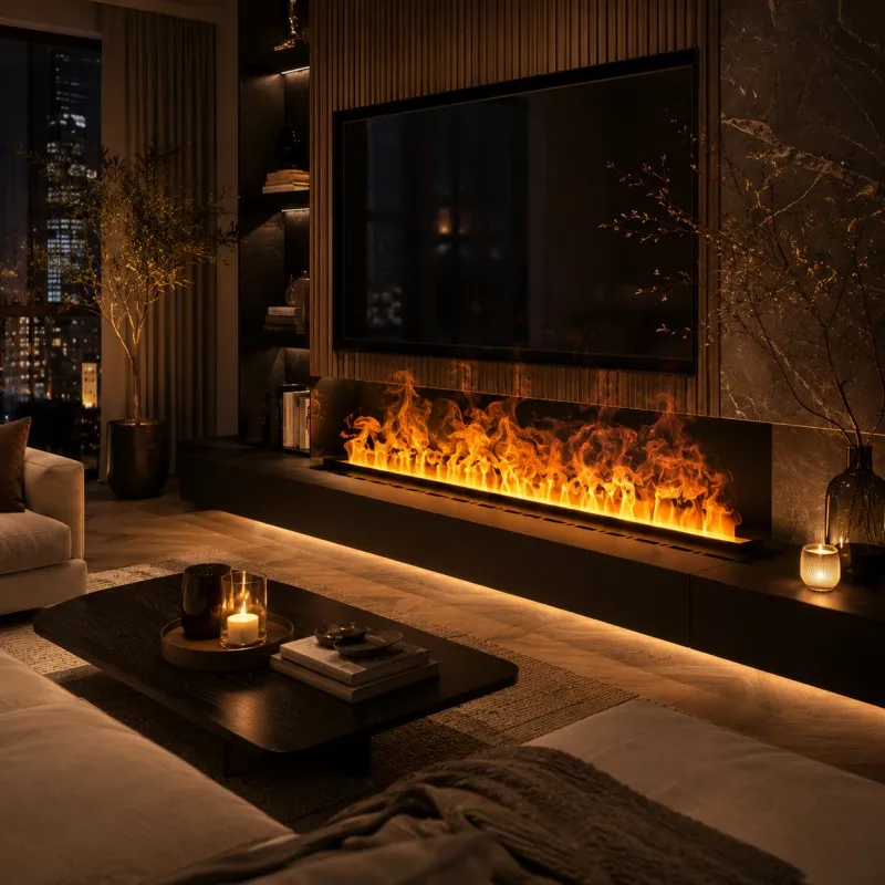 Luxury 3D Electric Water Mist Fireplace Smart Voice Control Recessed Water Vapor Electric Fireplace 3D Flame Effect fireplace