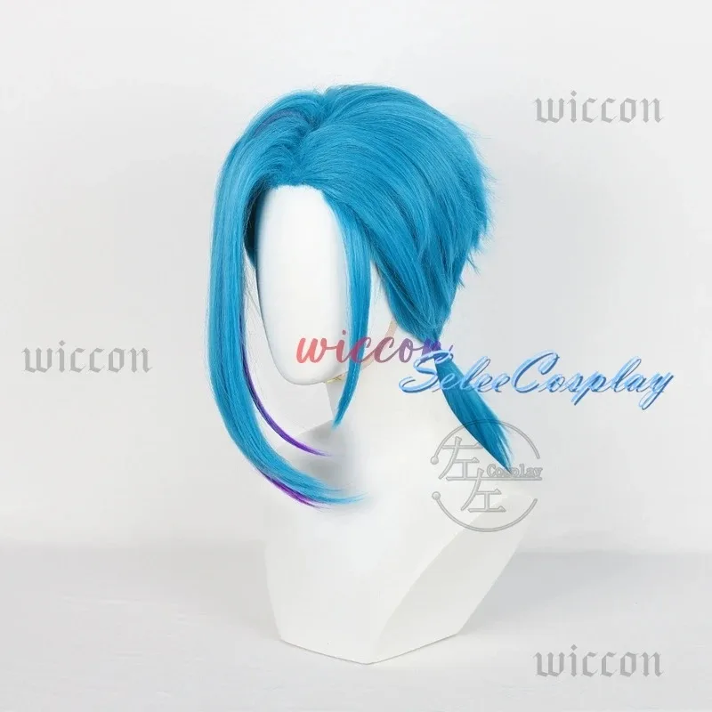 Arcane Season 2 Jinx Front Lace Wig Game Cosplay Women Blue 45cm Bangs Short Heat Resistant Hair Jinx Cosplay Free Cap Halloween