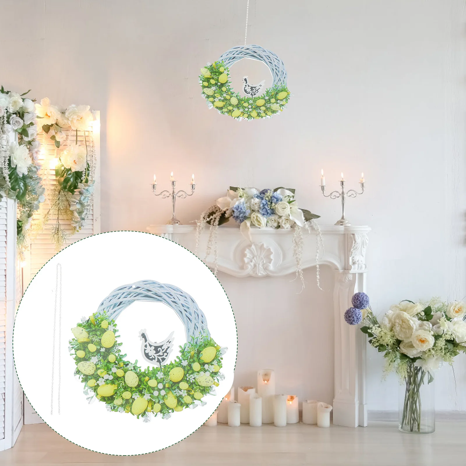 

1Pc Wreath Exquisite Acrylic Material Wedding Door Hanging Simulated Garland Home Decorative Ornament