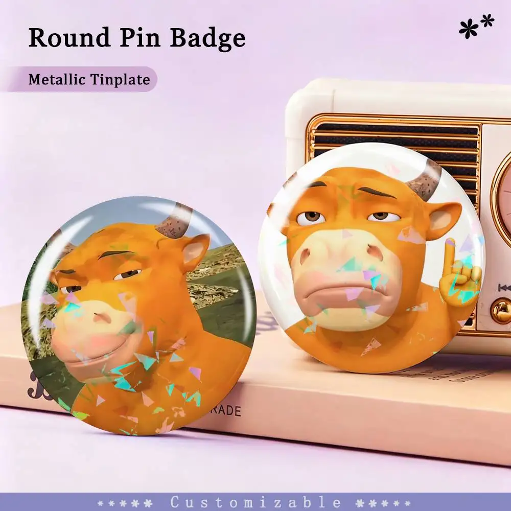 Chinese Animation So Funny Niu Lai Badges Creative Tinplate Round Button PinsBrooch Badge Clothes Backpack Custom