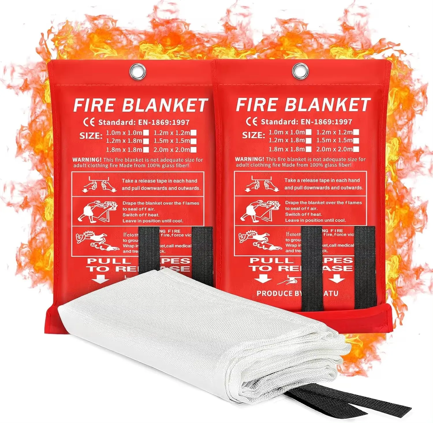 100x100cm Household emergency safety rescue fire blanket fireproof cloth silicone fireproof blanket