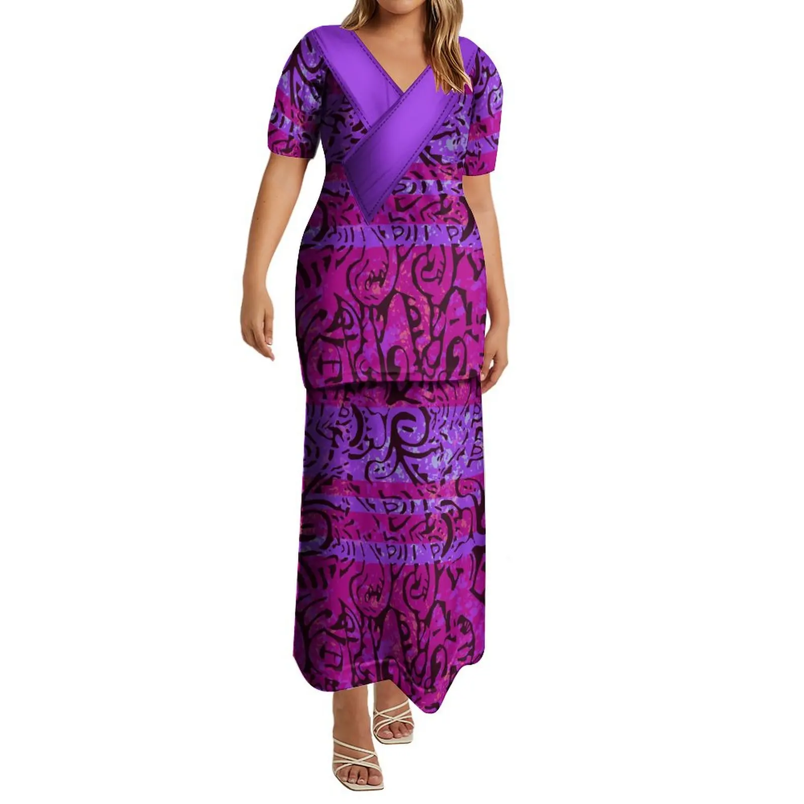 

Polynesian National Dress Women'S Short Sleeve Dress Puletasi Dress Plus Size 7xl Free Shipping