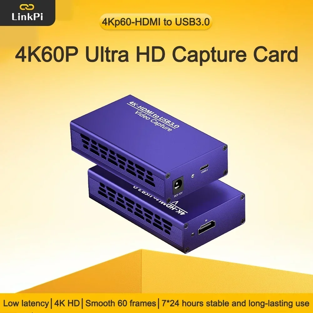 Link Pi Ultra HD 4KP60-HDMI to USB 3.0 Video Capture Card H.264, H.265 Encoding Live Broadcast Dedicated Camera PS5 Game Console