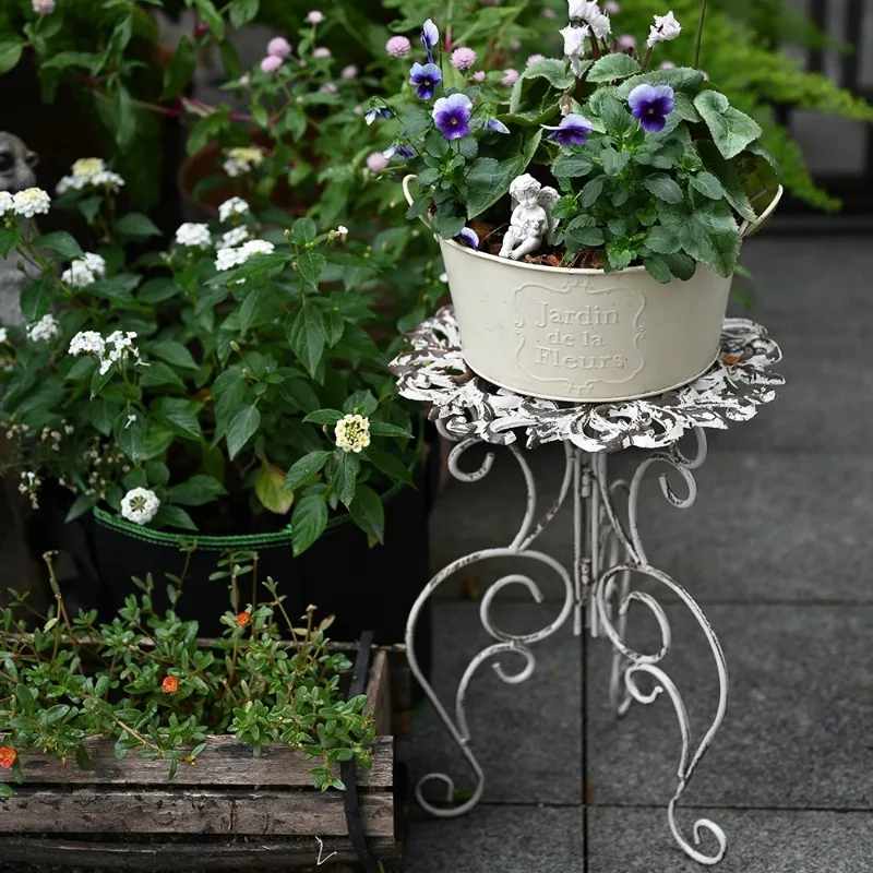 Vintage European cast iron flower pot bracket balcony  stool flower pot holder  stand pastoral groceries garden deco