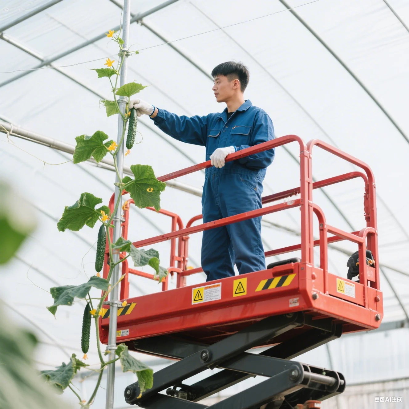 CE Certified High-Efficiency Scissors Lift Fruit Picking Machine for Hassle-Free Greenhouse Harvesting