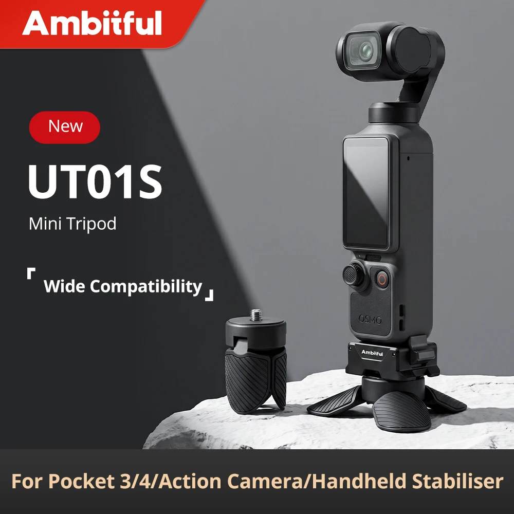 Mini trépied Ambiful UT01S, large compatibilité pour Pocket 3/4/caméra d'action/stabilisateur portable