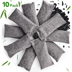 10 pz Sacchetti di Carbone di Bambù Assorbitore di Odori 10x60g Natura Carbone di Bambù Fresco Sacchetti di Purificazione Dell'aria Casa Wc Auto Eliminatore di Odori