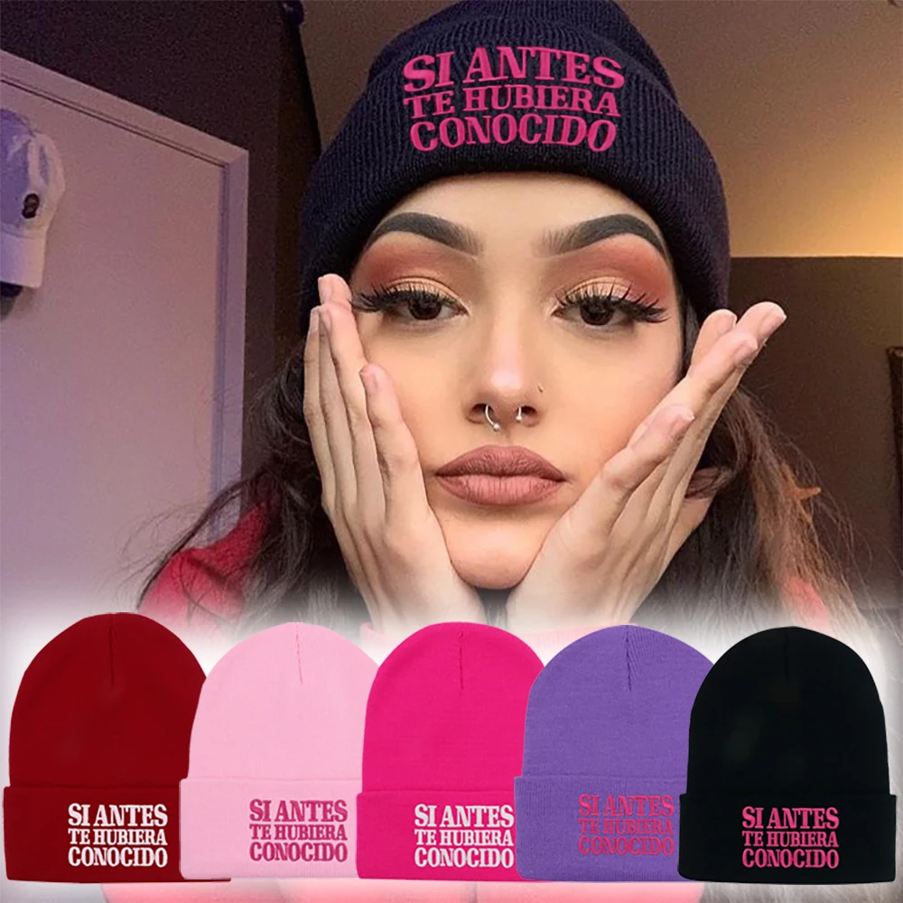 SI ANTES TE HUBIERA CONOCIDO Beanies Hat Embroidered KAROL G Knitted Hat Woman Winter Soft Outdoor Hat Unisex Skiing Cap Hit Me