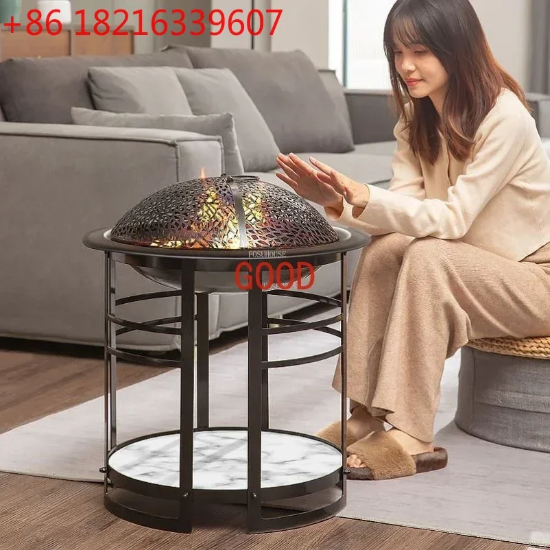 Home Heating Fire Pits European-style Modern Indoor Heating Brazier Smokeless Carbon Stove Outdoor Grill Stand Camping Furnace