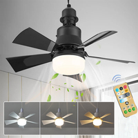 LED Ceiling Fan With Light E27 Socket Remote Control Dimmable 30W Modern Smart Wireless Fans Lighting For Bedroom Garage Kitchen