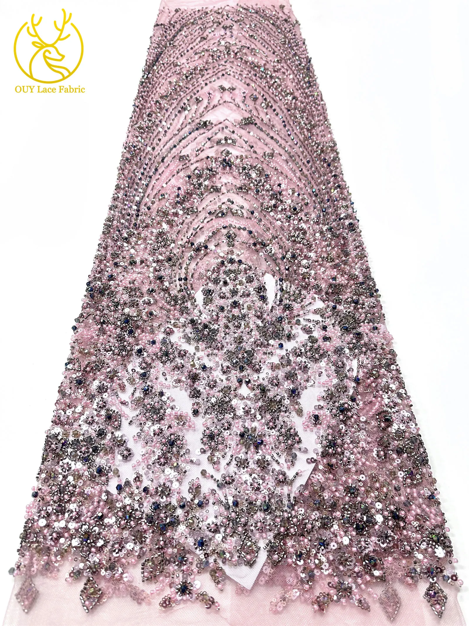 Schwarzer Luxuriöser Afrikanischer Handgefertigter Schwer Perlenverzierter Pailletten-Spitzenstoff 5 Yards Luxuriöser Französischer Tüll-Spitzenstoff für Partykleider – Detail 21