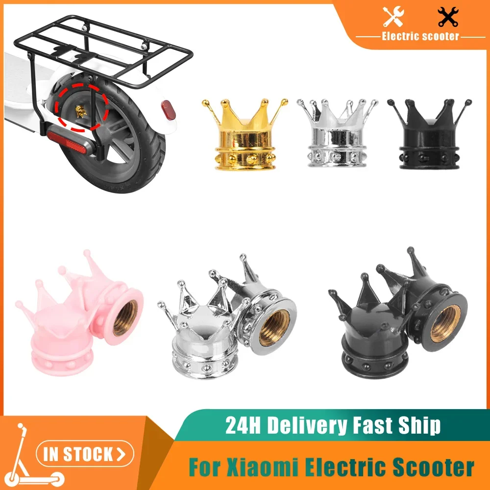 Wheel Tire Air Valve Caps Crown Style Copper Core Tyre Rim Stem Dust Air Cover For Xiaomi M365 Pro 1S Pro2 Mi3 Electric Scooter