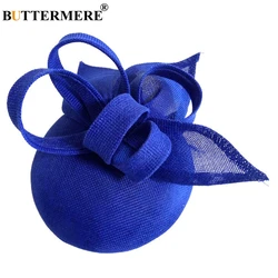 BUTTERMERE Women Fedora Ladies Hats Linen Bride Hat Veil Female Elegant Wedding Party Vintage Pillbox Hat Church Hats Woman Hat