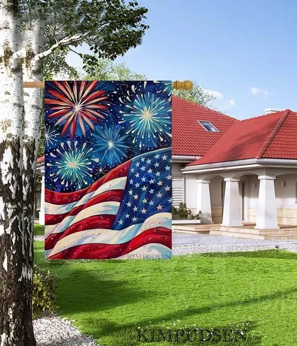 Patriotic American Flag House Flag 28x40 Inch Double Sided for Outside, Large... AAV hhz