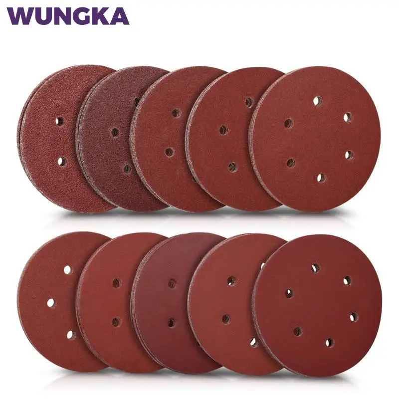 

6 Inch Holes 150MM Sanding Discs 60-2000 Grit Flocking Sandpaper Orbital Sander Hook and LoopAluminum Oxide Sand Paper