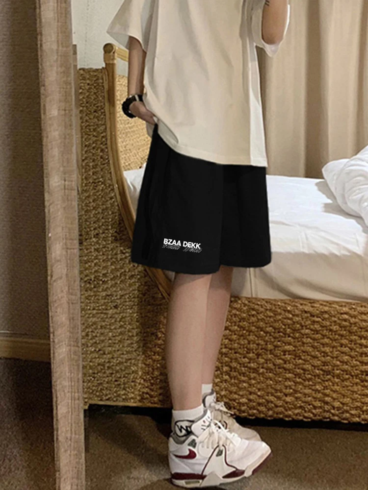 

Summer Thin American Bla Five-Quarter Men's Casual Loose Sports Wide Leg Mid-Waist Straight Leg Pants Faionable Streetwear