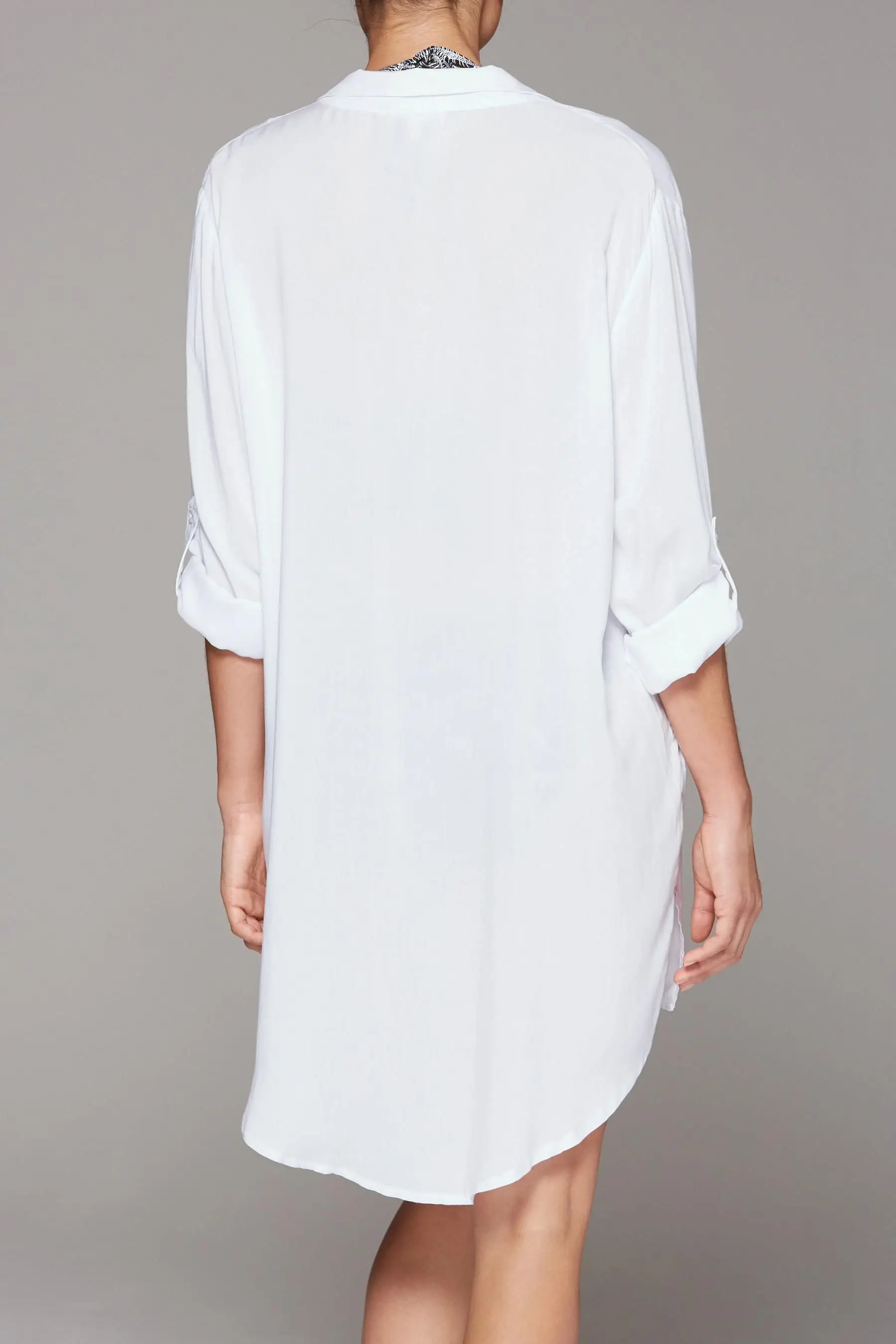 Women's White Oversized Button-Down Beach Cover Up Shirt Lightweight Casual Summer Beachwear Long Sleeve Swimsuit Cover Up