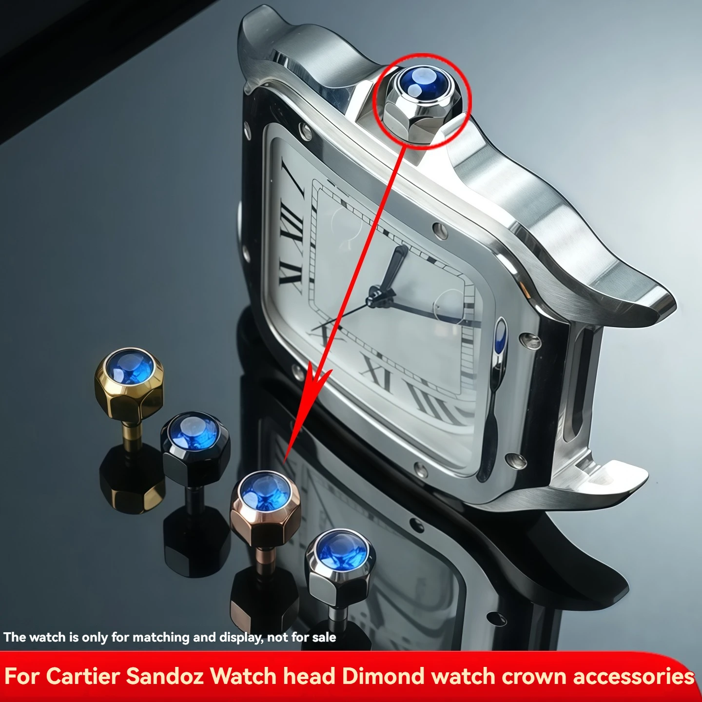 For Cartier Santos Watch Crown Stainless Steel Winding Crown Replacement Watch Crown Parts for Santos de Cartier Watch