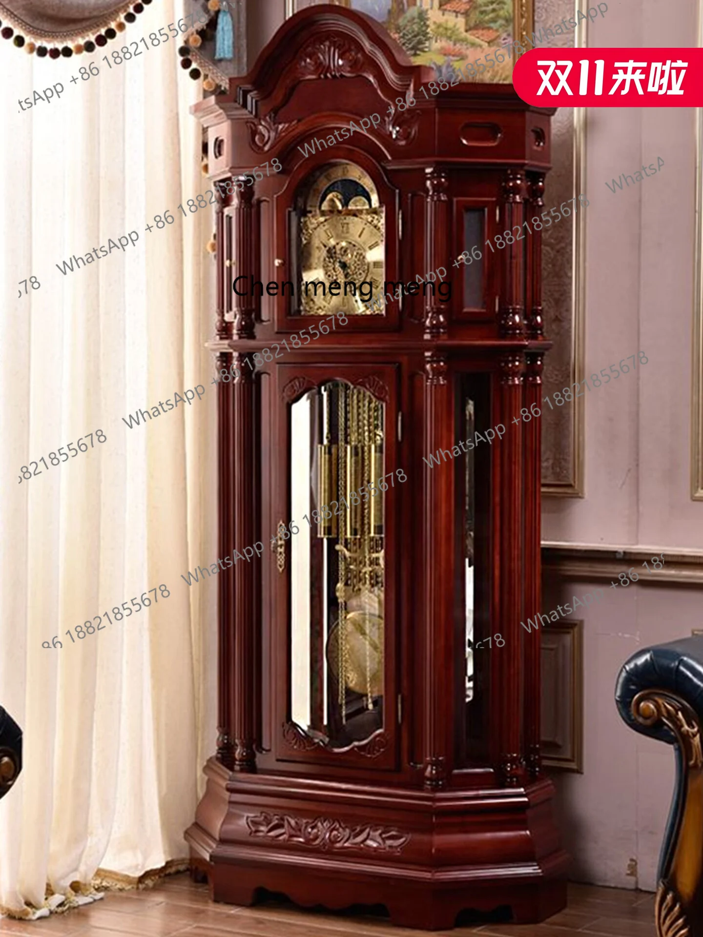 

Floor clock Living room household Chinese retro European table clock Floor pendulum clock