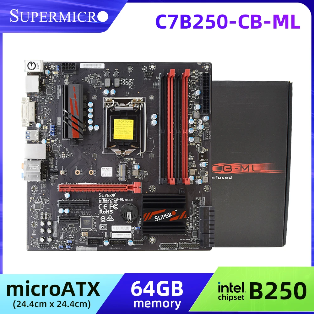 SUPERMICRO C7H270-CG-ML Motherboard Support i7-7700 i7-6700K i5-7600 i5-6500 i5-6100 CPU 4xDDR4 2400Mhz 64GB HDMI mATX Mainboard
