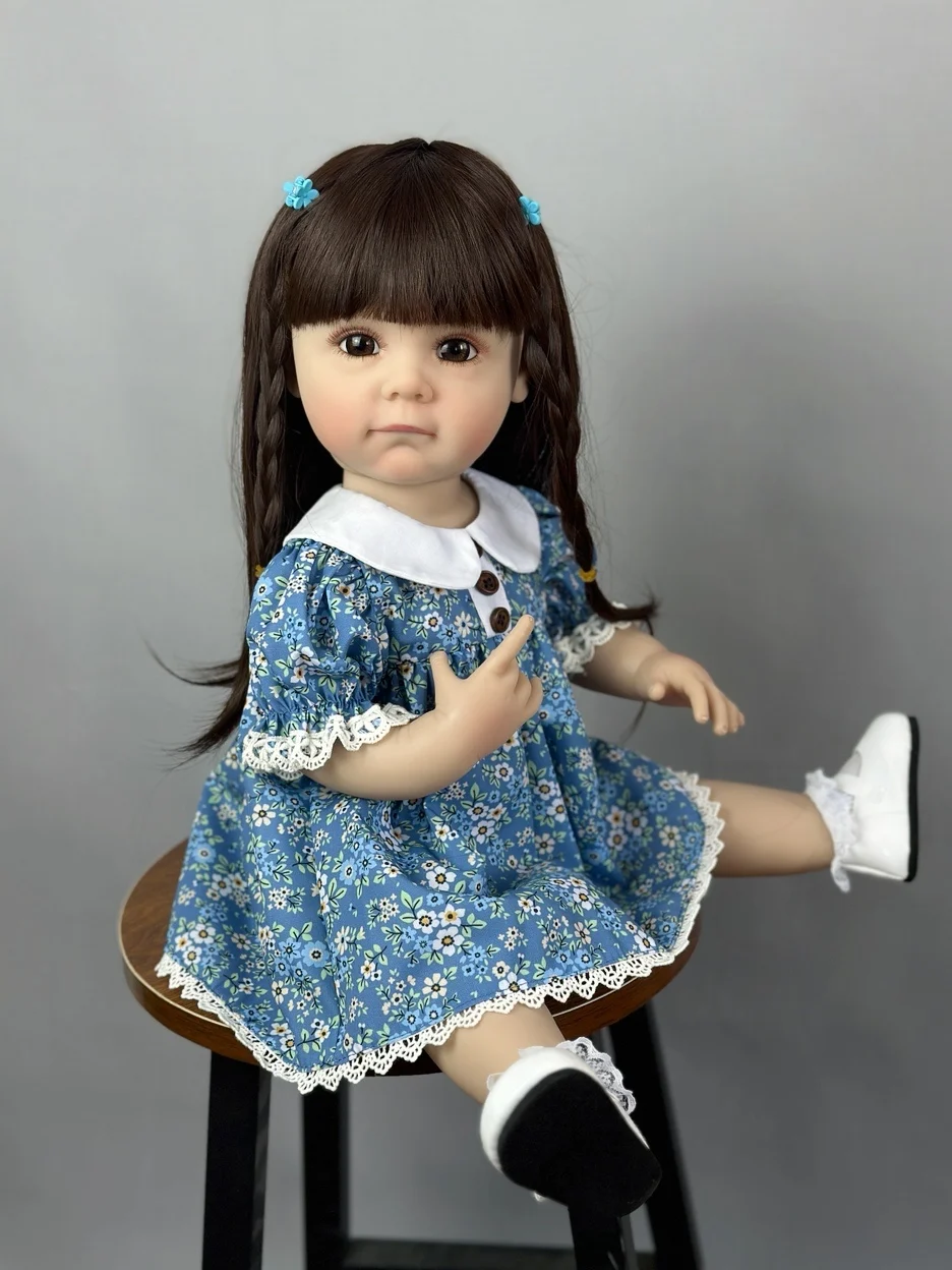 BZDOLL 55 CM 22 Inch Reborn Baby Lifelike Stand Girl Doll Full Silicone Body Princess Toddler Bebe Birthday Gift