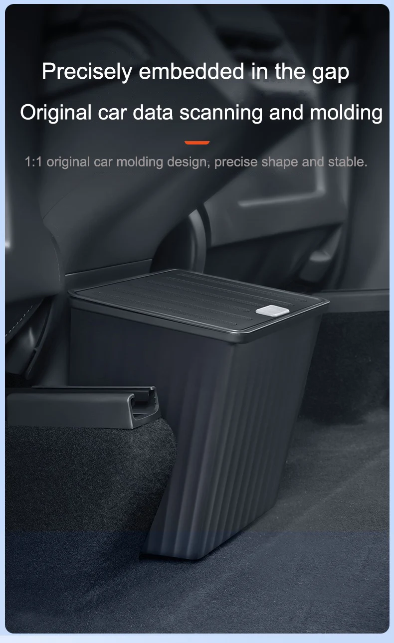 For Tesla Model Y 2021-2024 Rear Seat Press Type Trash Can Model Y Front Door Push Button Trash Can Organizer Storage Box ABS