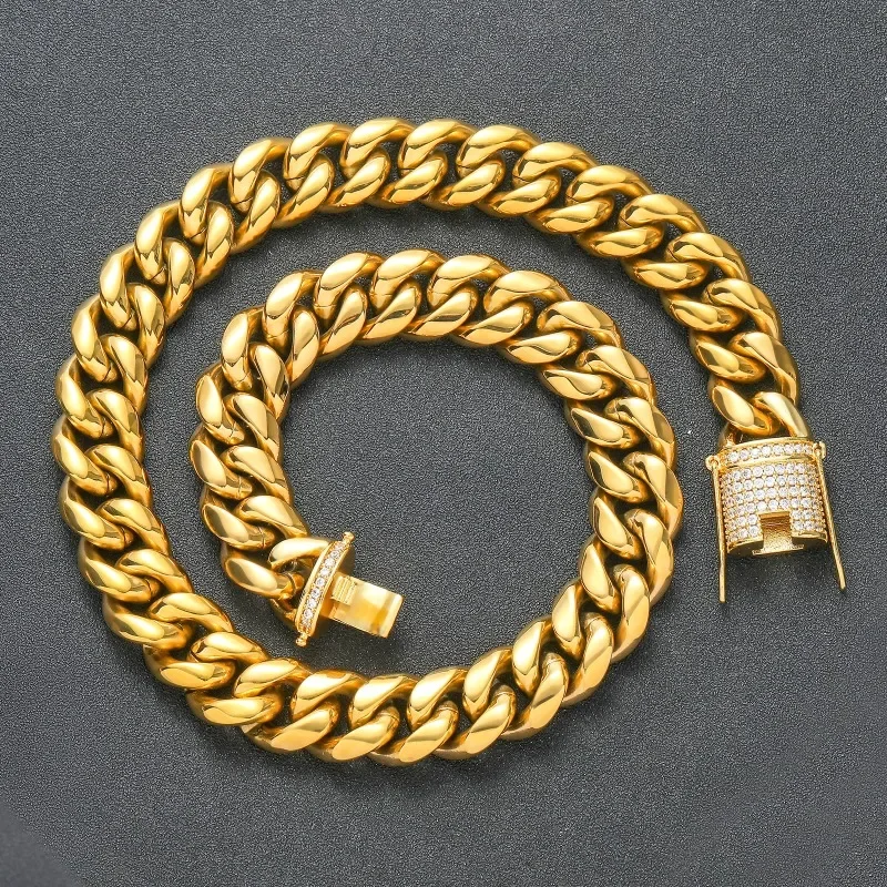14mm 18K Gold 5-Layer Plated Premium Durable Cuban Chain