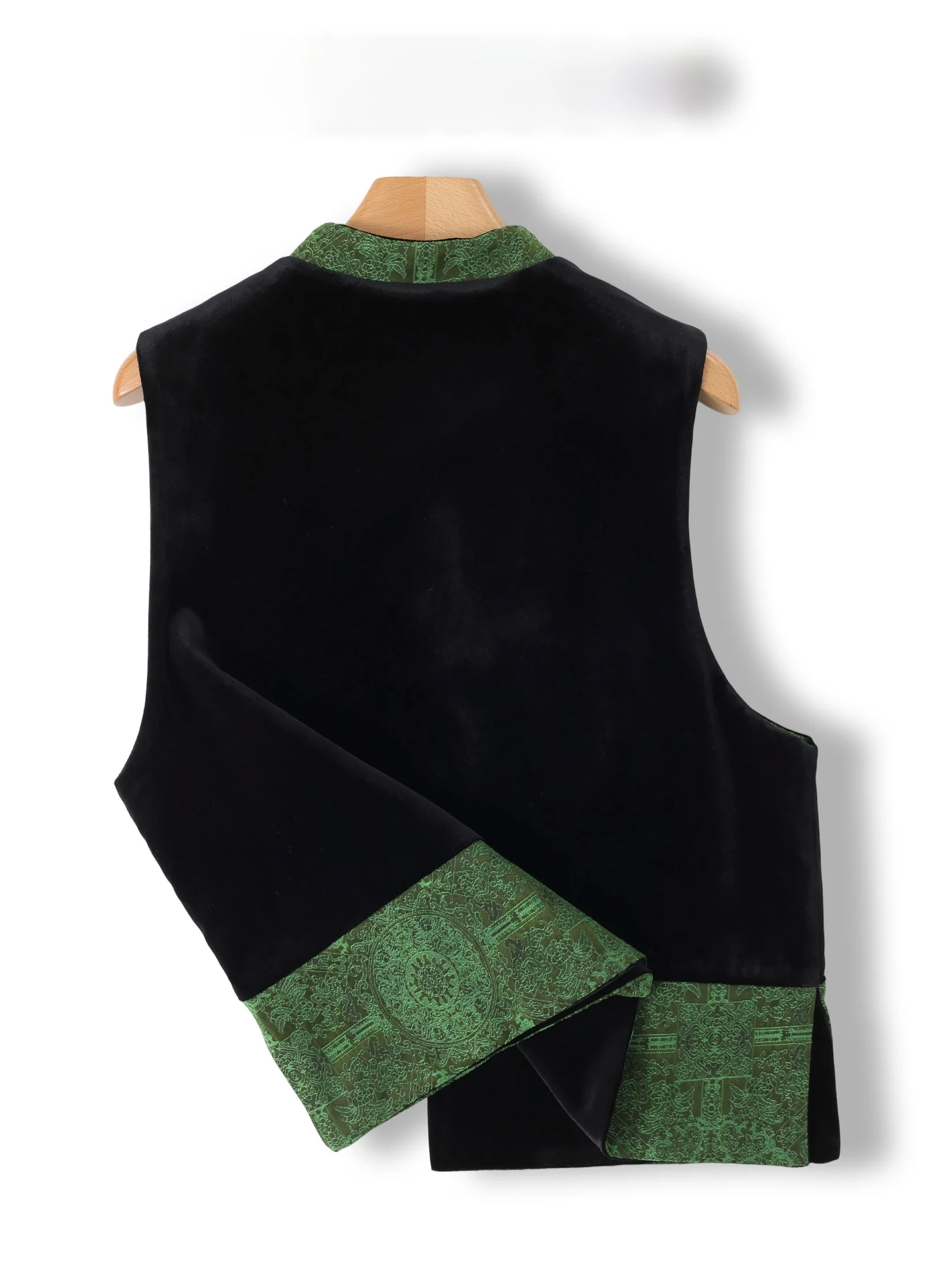 New Chinese Style Velvet Floral Embroidery Satin Double Sided Wearable Women's Vest Tank Top Color Block Design Original Design