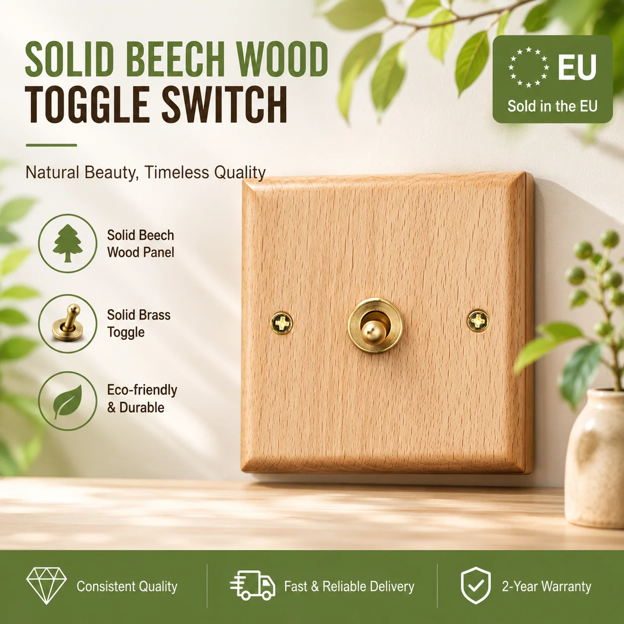 1/2gang2way Wall Light Switch Solid Wood Panel Retro Toggle Switch Brass Lever EU Power Socket European Korean Power Socket 16A