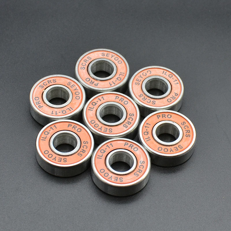 

8Pcs 608 2RS Bearing ILQ-11 8x22x7 Orange Longboard Speed Inline Skate Wheel Bearing Skate Scooter Smooth Bearing steel Bearing