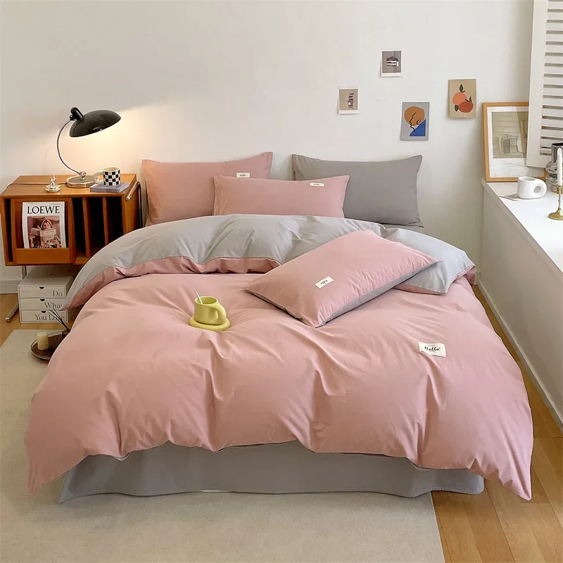 Pure cotton four-piece bed sheet 100 cotton twill quilt cover bed sheet student dormitory bedding double-sided design - Image 4